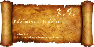 Kőmives Irén névjegykártya